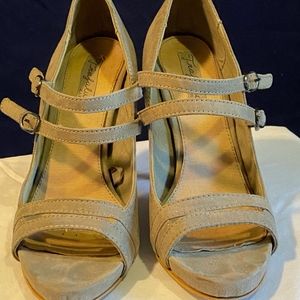 Gray Suede TRF Zara, Double-Strap Heels